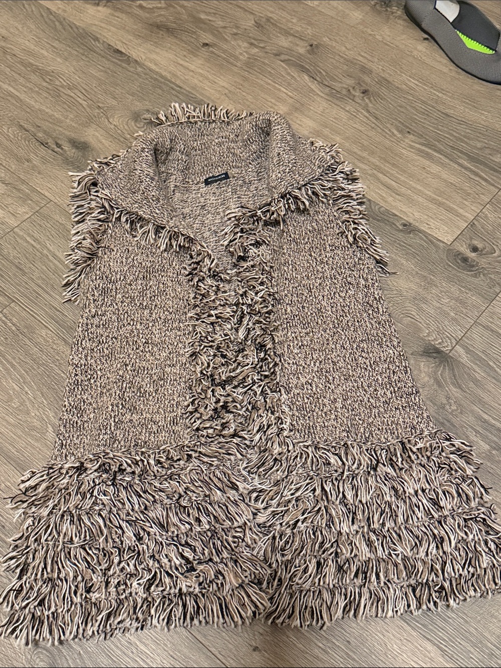 Magaschoni Neutral Taupe Fringe Knit Vest